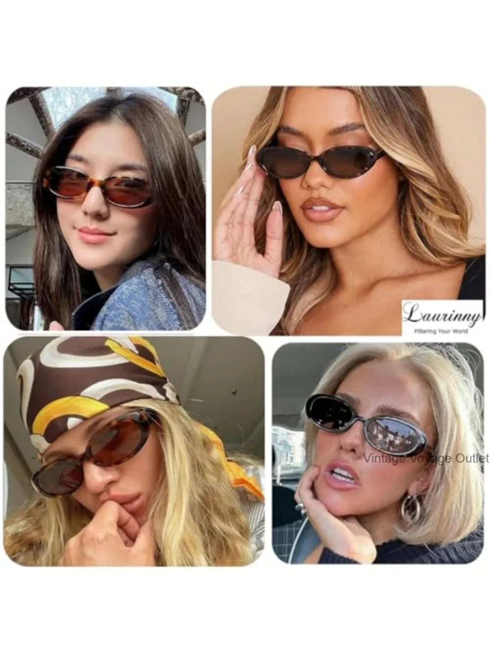 Retro Oval Sunglasses for Women UV400 Lightweight Polycarbonate Frame